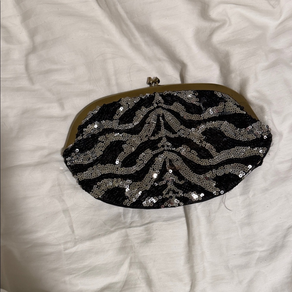 Charlotte Russe Black and Silver Sequin Mini Bag
